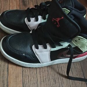 Jordan Kids Black, Pink, and Green Sneakers